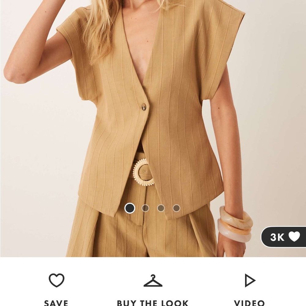 ASOS Tan Pinstripe Blazer Top